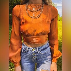 HYFVE Orange backless Blouse
